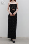 OUDE WAAG lace stitching tube top top OW-23SS-TP01 black